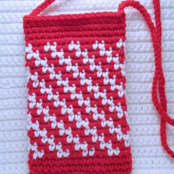 Crochet Tapestry Cell Phone Bag - Brown and Yellow - Picture 3 of 4